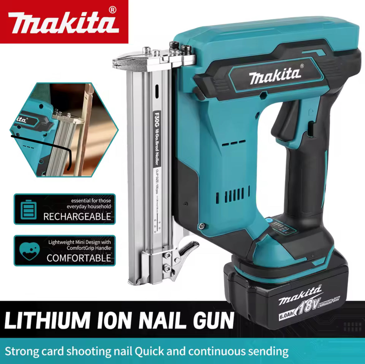 Makita Cordless Nail Gun:10-30mm Nails