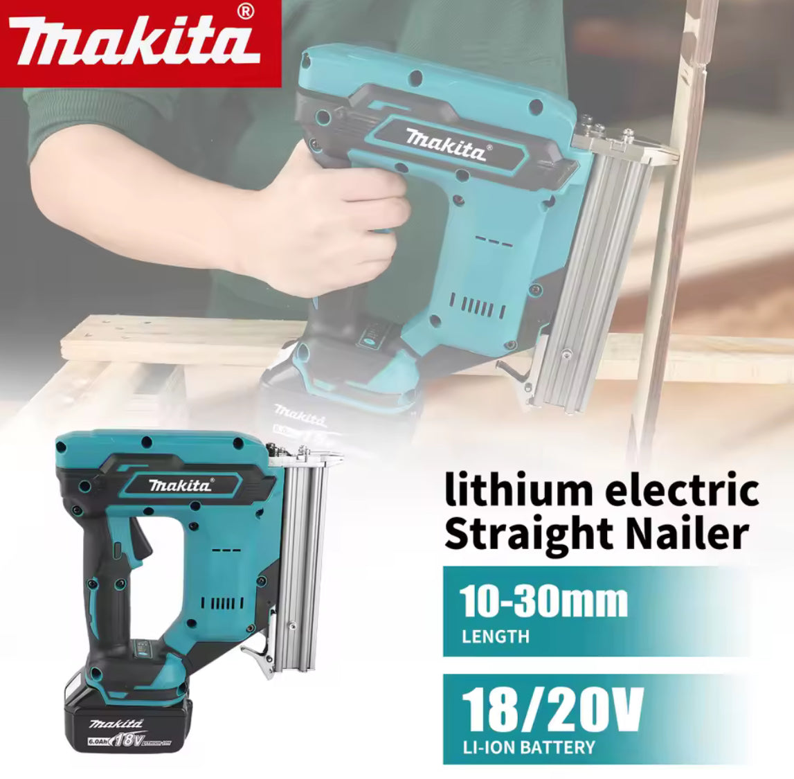 Makita Cordless Nail Gun:10-30mm Nails